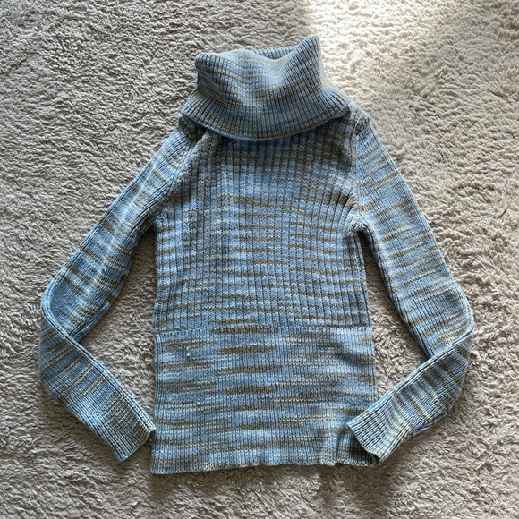 **Gap Brown & Blue Knit Turtleneck Sweater (Size M)** - Picture 1 of 2